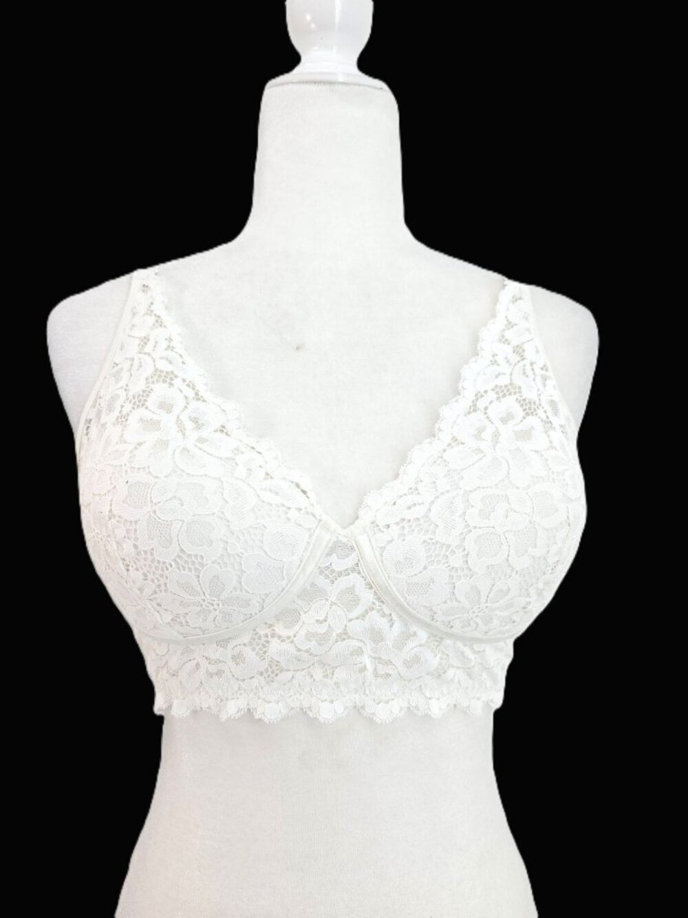 Maidenform #174White Pure Comfort Lightly Lined Convertible Lace Bralette 34D